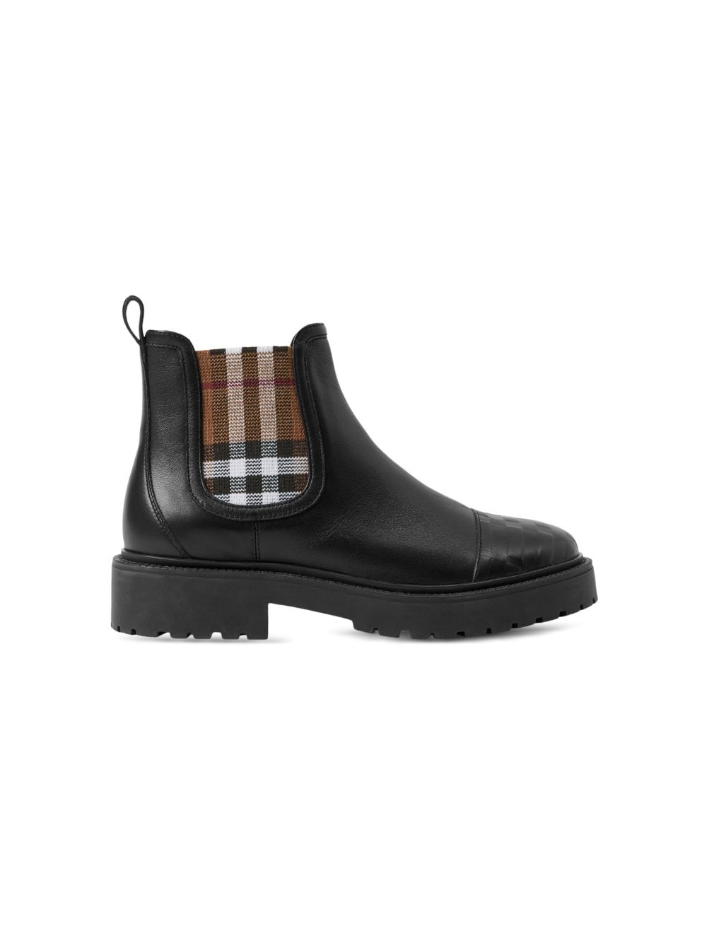 Burberry Kids check-print leather boots - Black von Burberry Kids