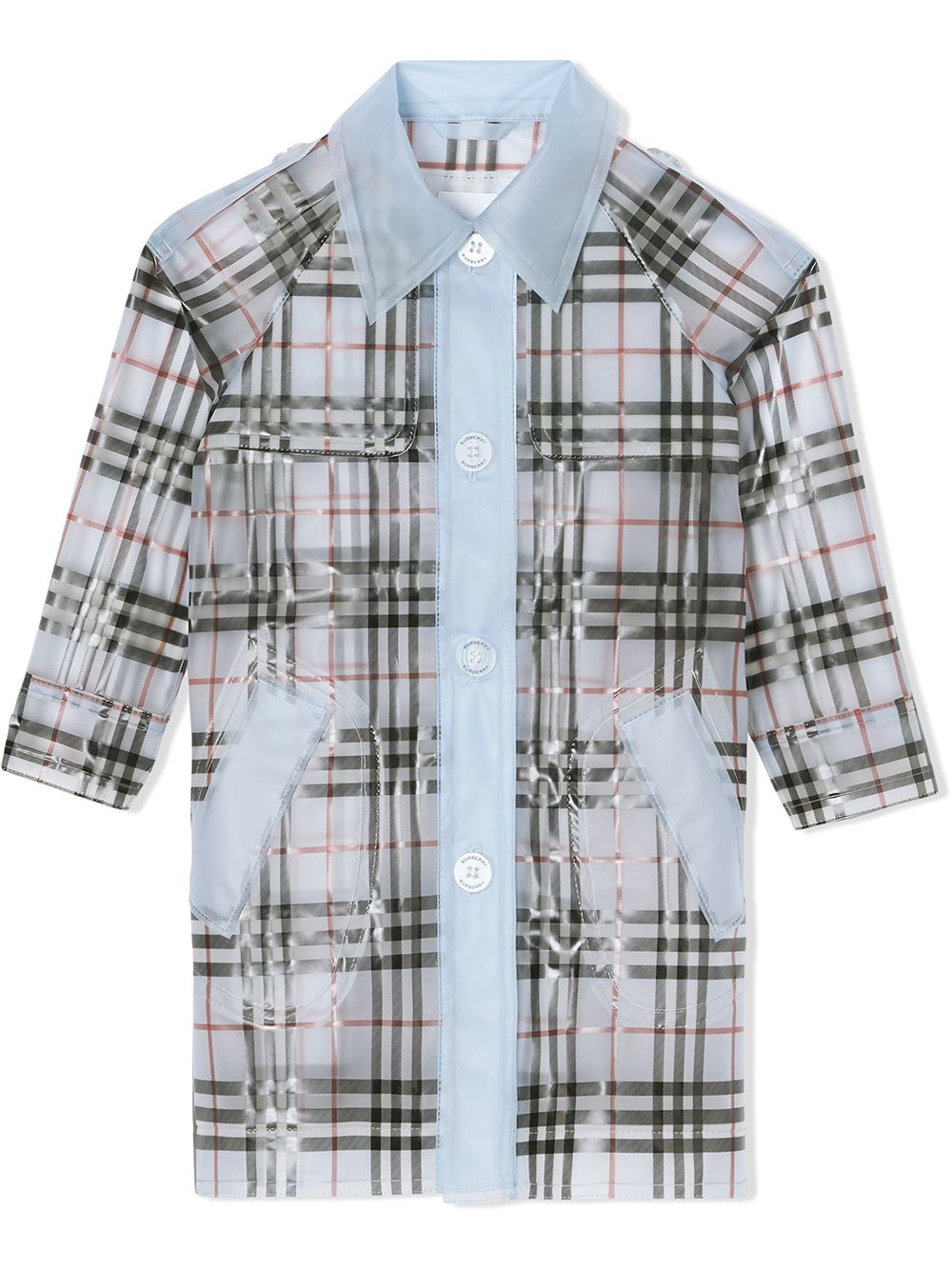 Burberry Kids check-print waterproof trench coat - Blue von Burberry Kids