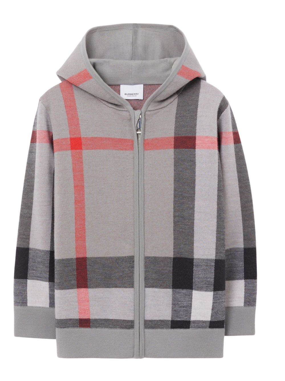 Burberry Kids check-print wool hoodie - Grey von Burberry Kids