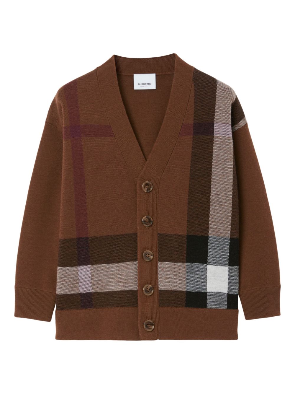 Burberry Kids checkered buttoned wool cardigan - Brown von Burberry Kids