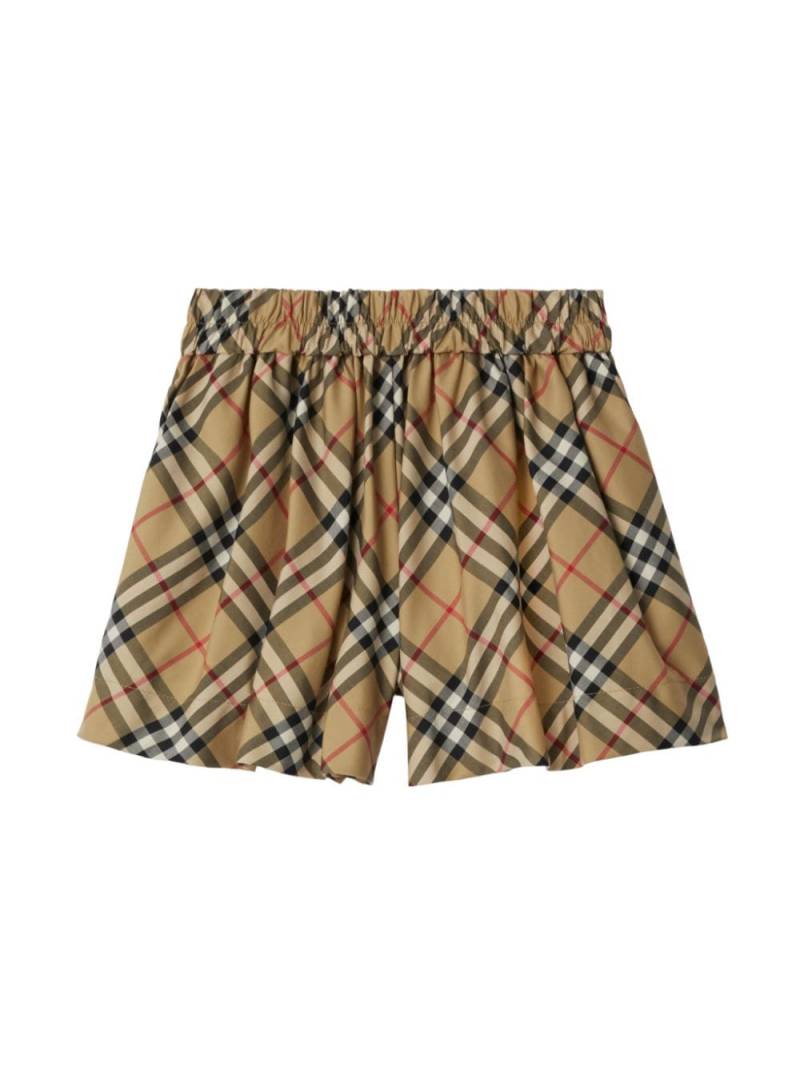 Burberry Kids checkered elasticated twill shorts - Neutrals von Burberry Kids