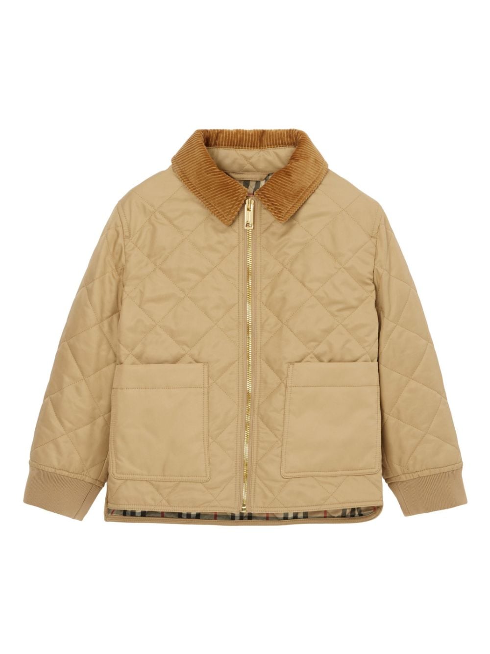 Burberry Kids corduroy-collar quilted jacket - Neutrals von Burberry Kids