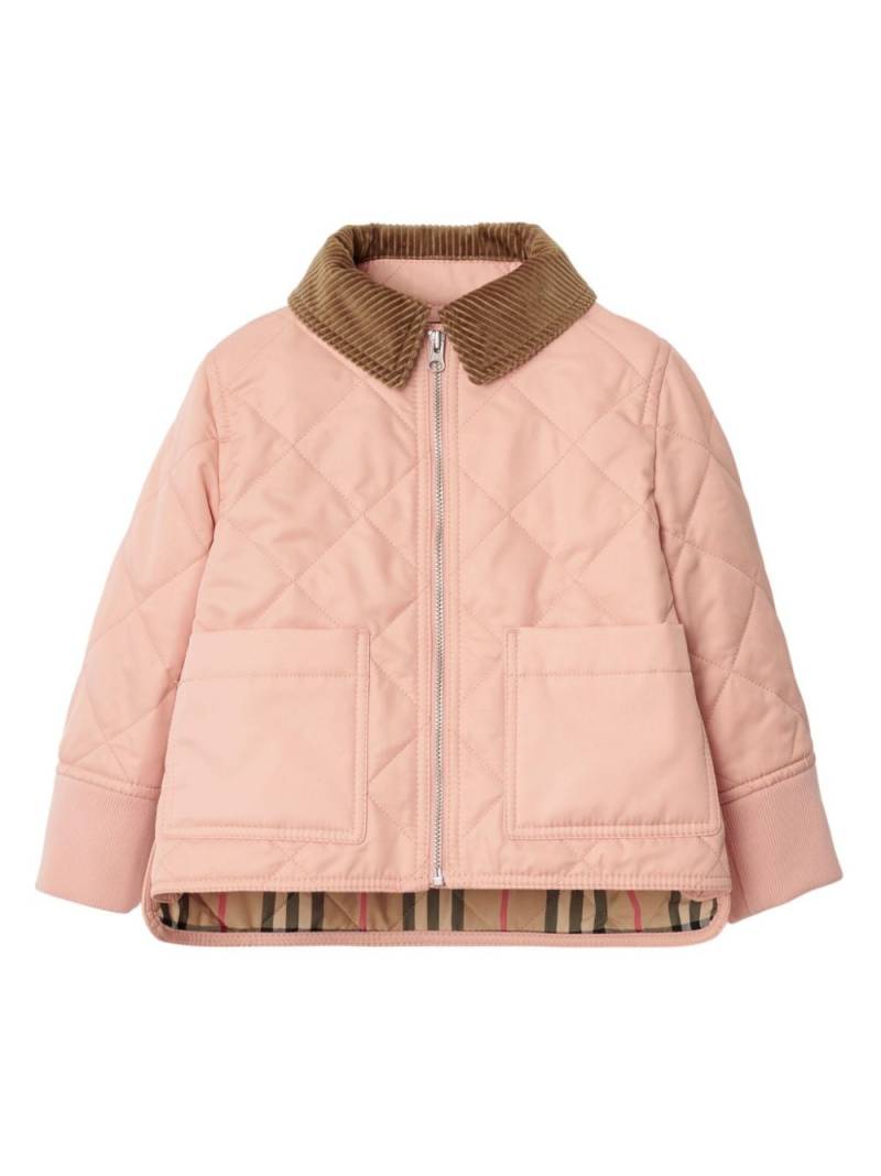 Burberry Kids corduroy-collar quilted jacket - Pink von Burberry Kids