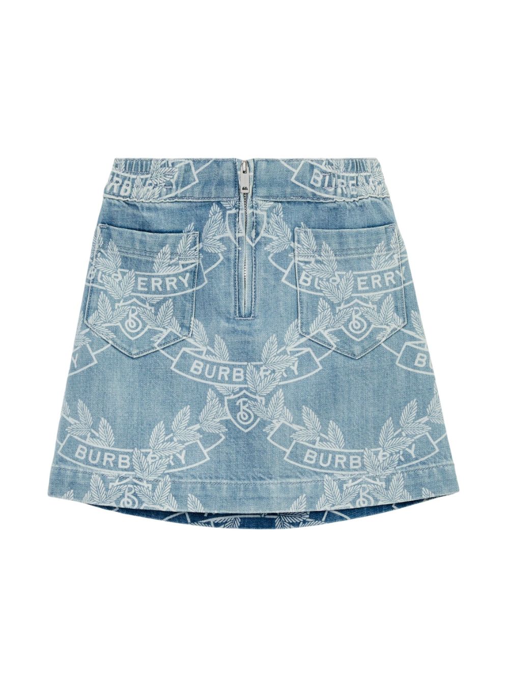 Burberry Kids crest-print denim skirt - Blue von Burberry Kids