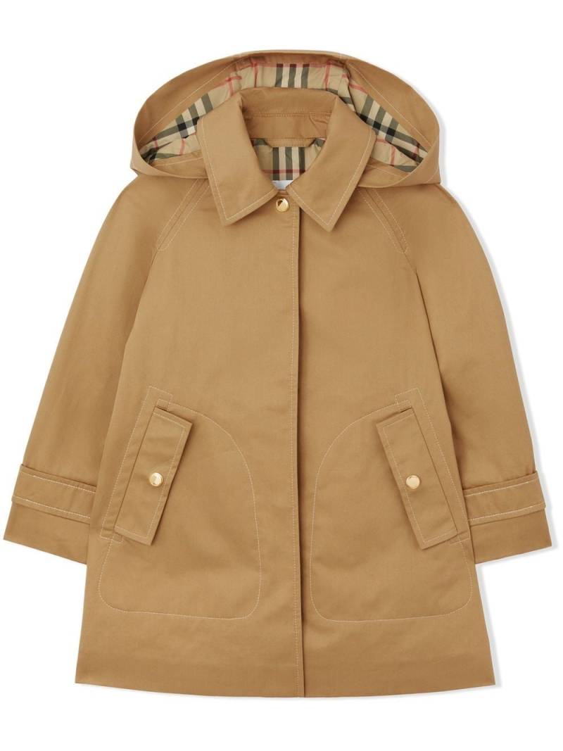 Burberry Kids detachable-hooded cotton twill coat - Neutrals von Burberry Kids