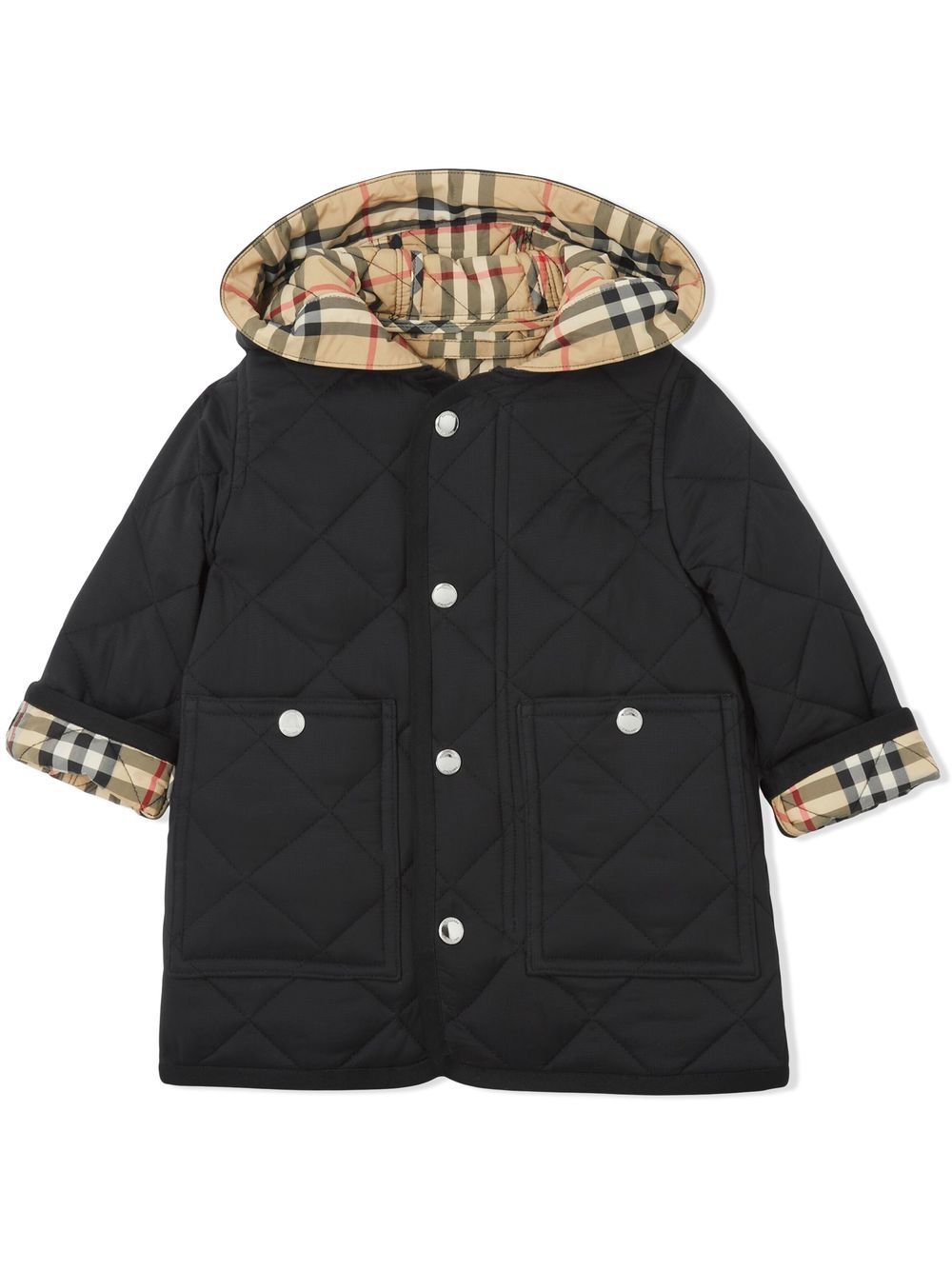 Burberry Kids diamond-quilted hooded coat - Black von Burberry Kids