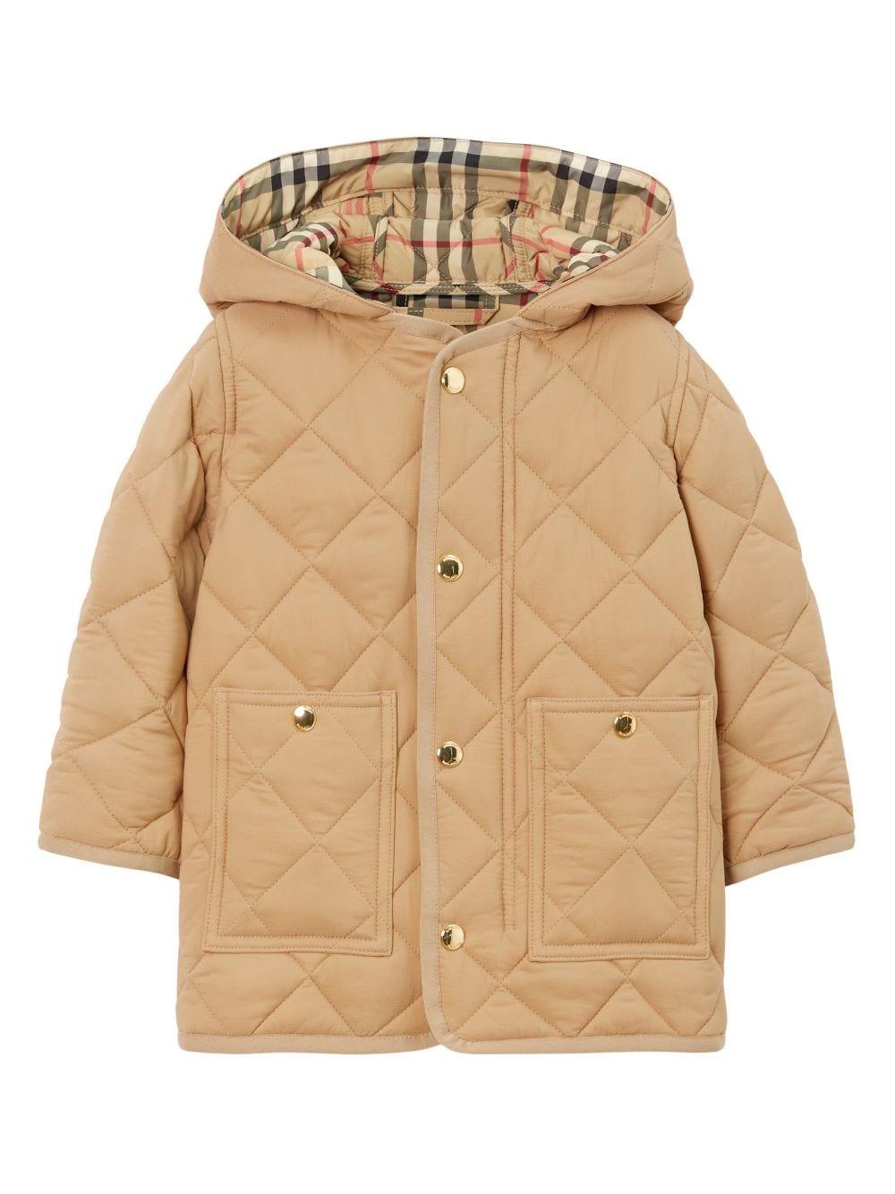 Burberry Kids diamond-quilted hooded padded coat - Neutrals von Burberry Kids