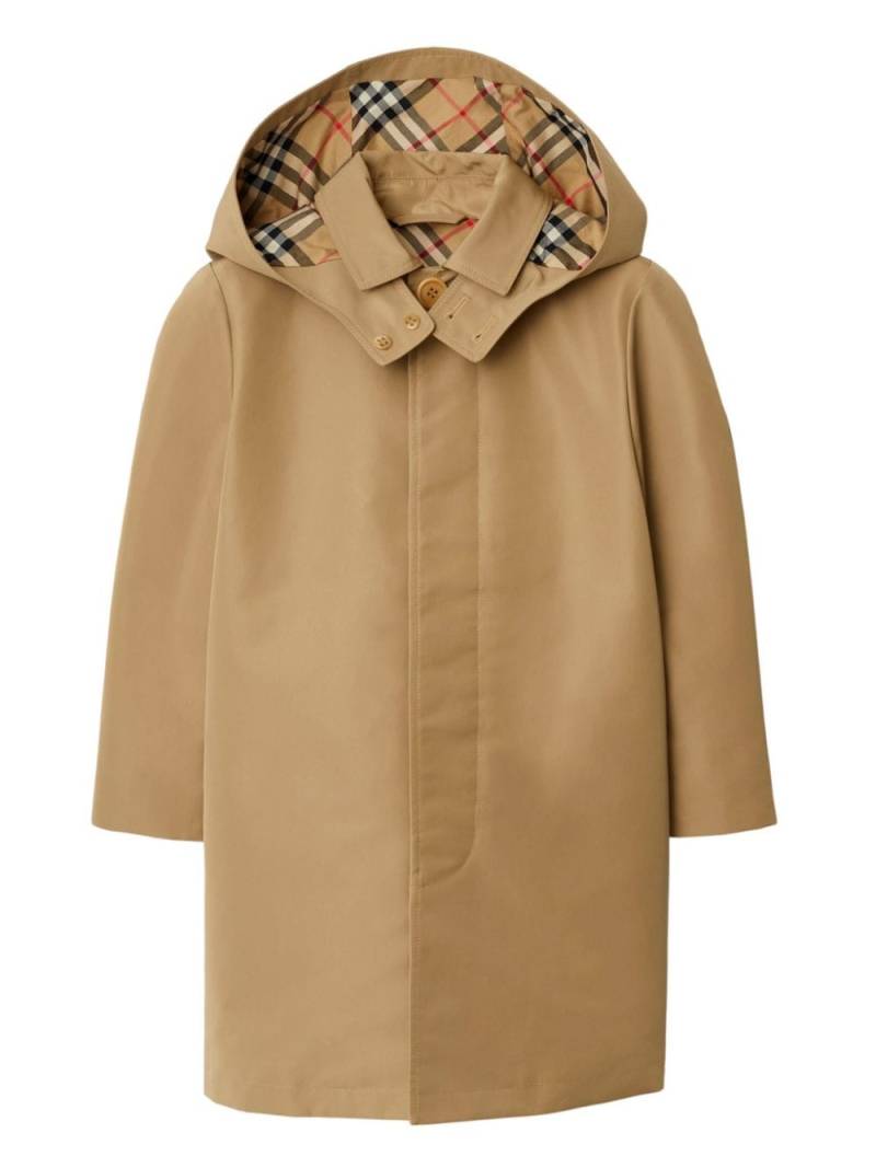 Burberry Kids hooded check-lined trench coat - Brown von Burberry Kids