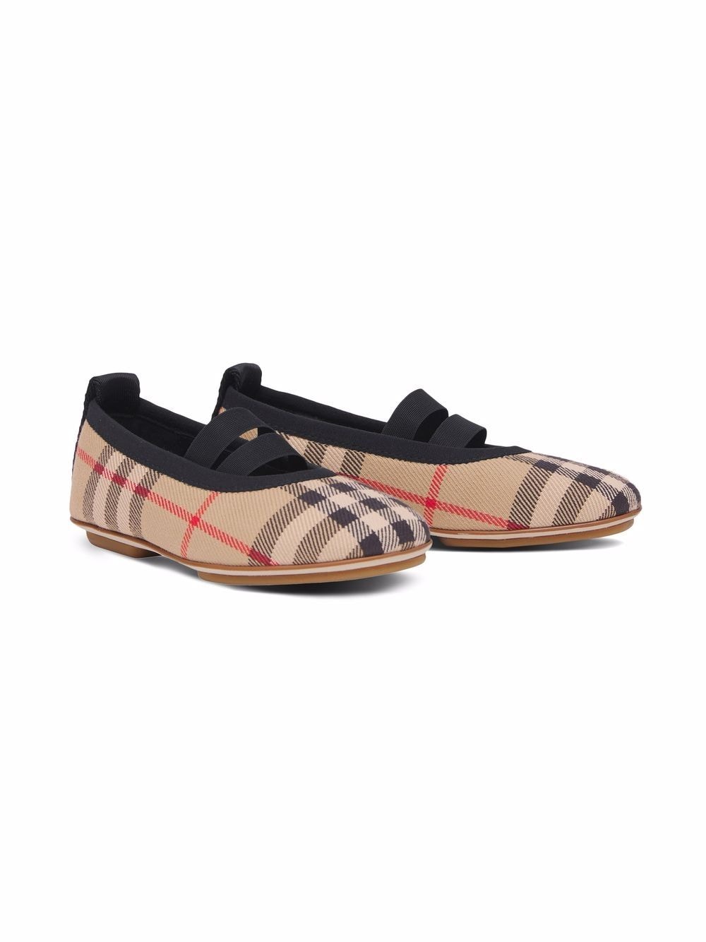 Burberry Kids logo-detail Vintage check cotton ballerina shoes - Brown von Burberry Kids