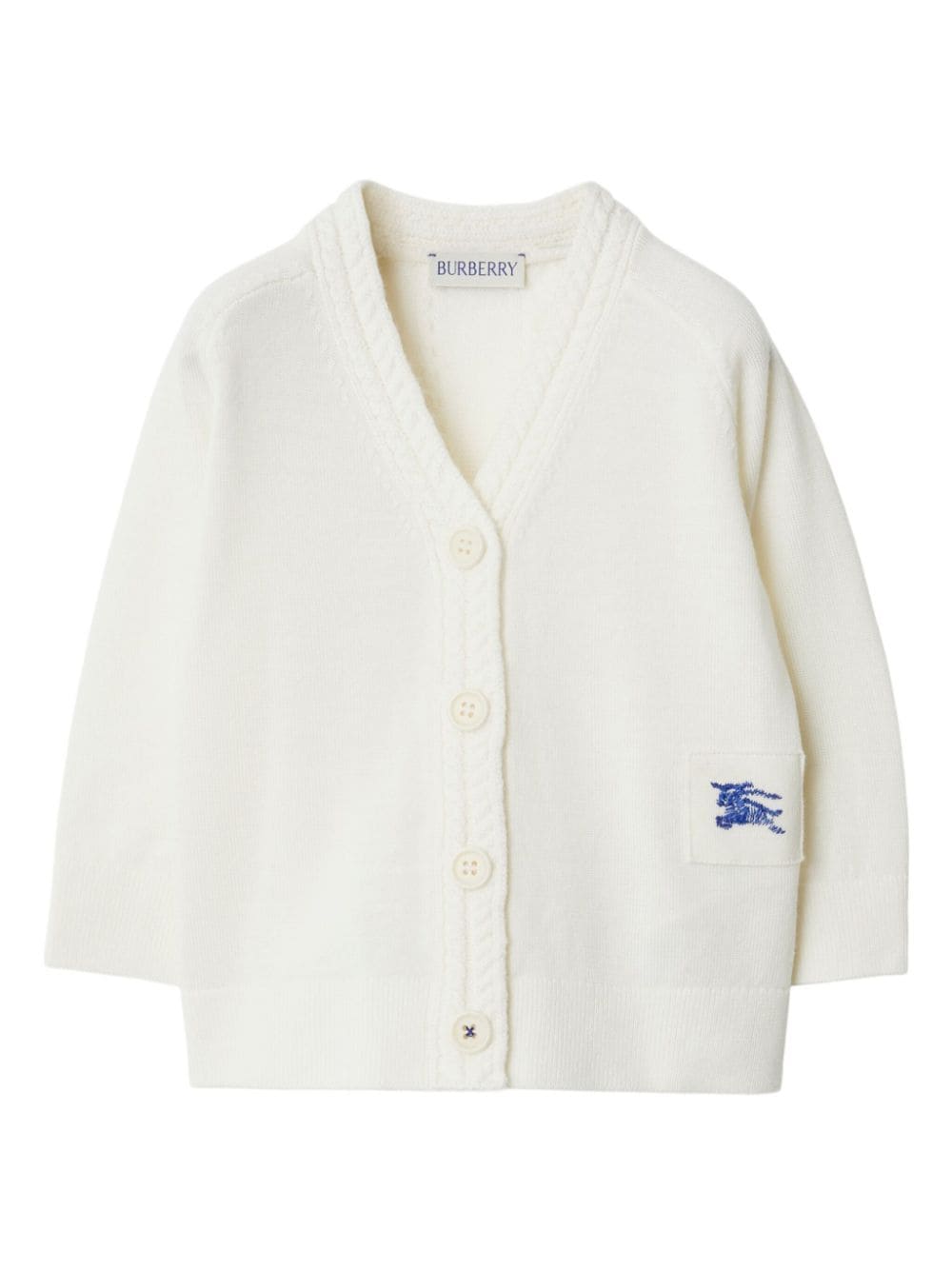 Burberry Kids logo-embroidered V-neck cardigan - White von Burberry Kids