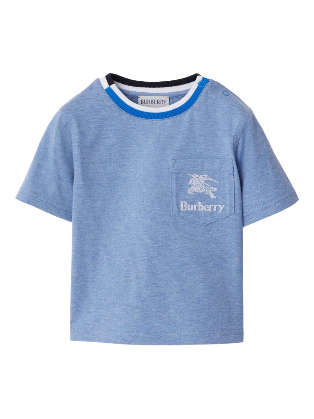 Burberry Kids logo-embroidered cotton T-shirt - Blue von Burberry Kids