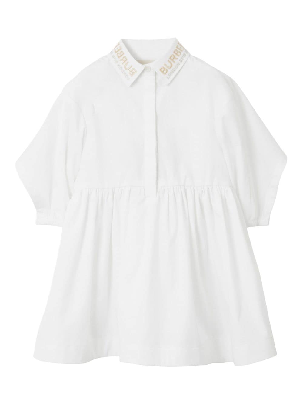 Burberry Kids logo-embroidered poplin dress - White von Burberry Kids