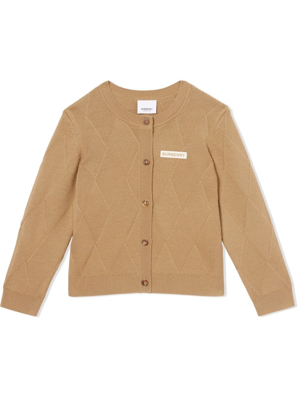 Burberry Kids logo-patch button-fastening cardigan - Brown von Burberry Kids