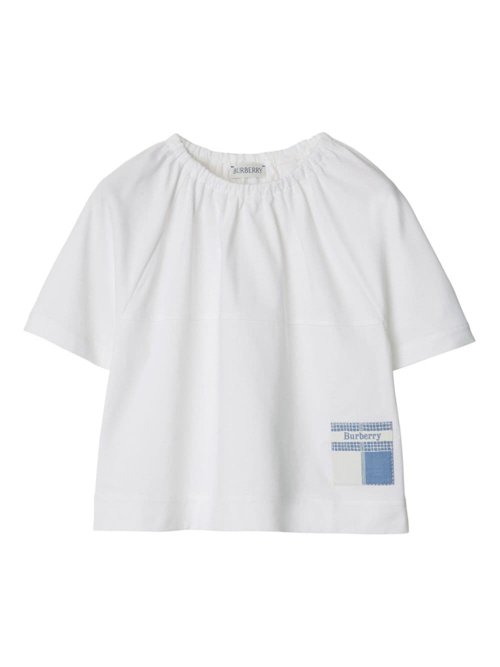 Burberry Kids logo-patch gathered cotton T-shirt - White von Burberry Kids