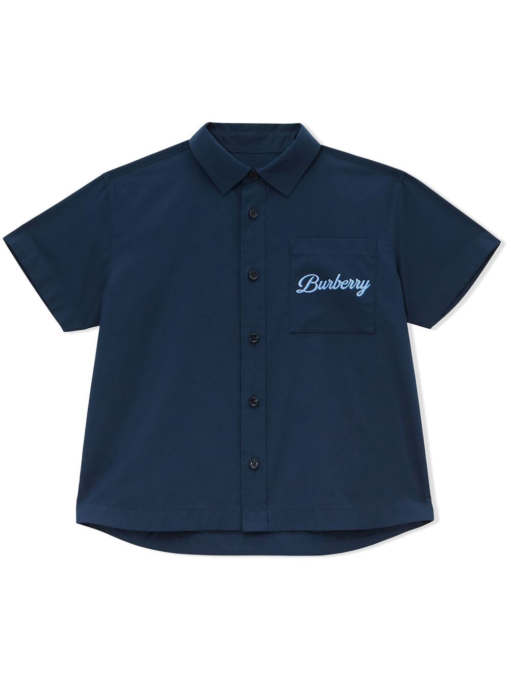 Burberry Kids logo script-print stretch cotton shirt - Blue von Burberry Kids