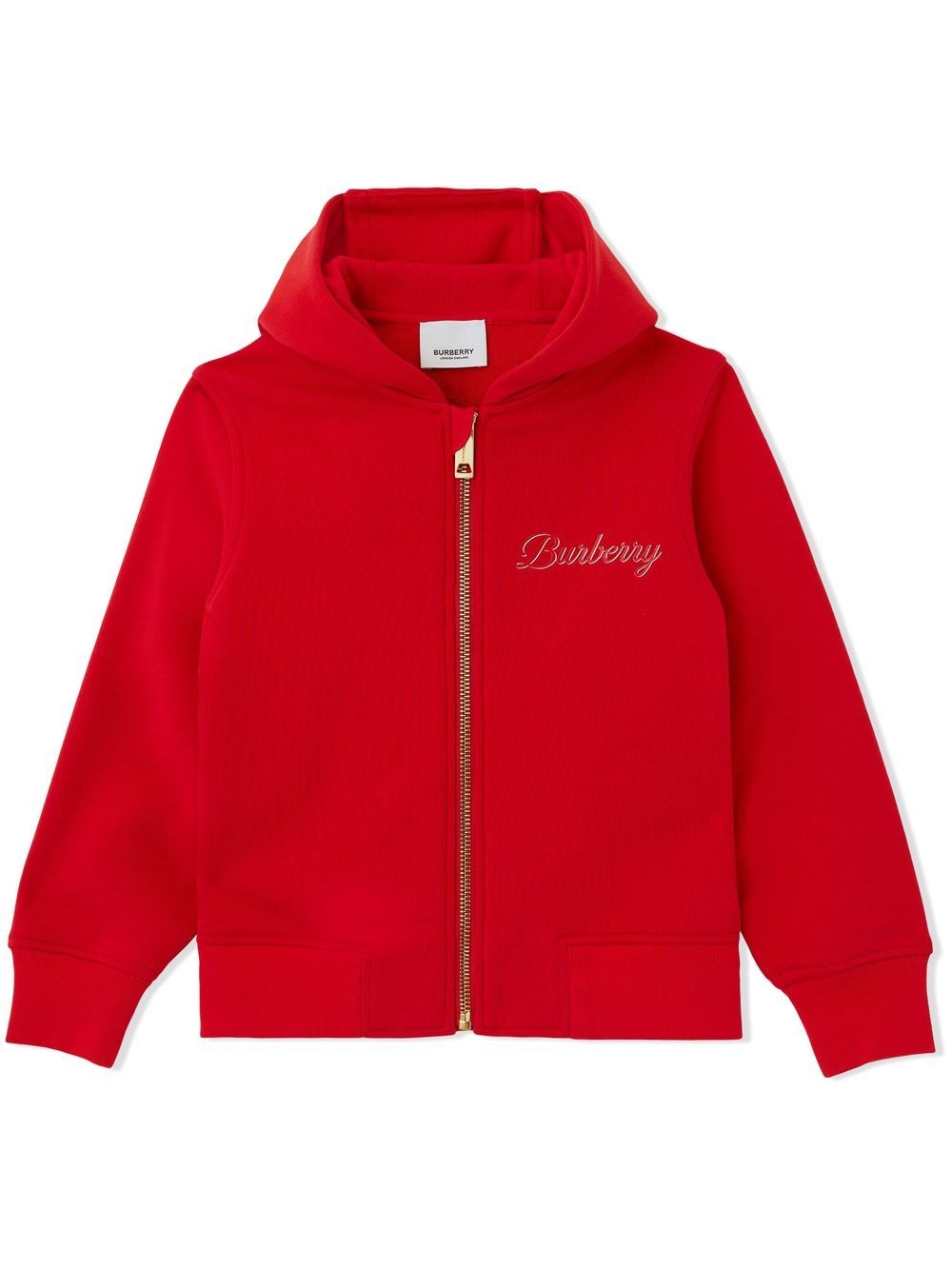 Burberry Kids logo script-print zipped hoodie - Red von Burberry Kids