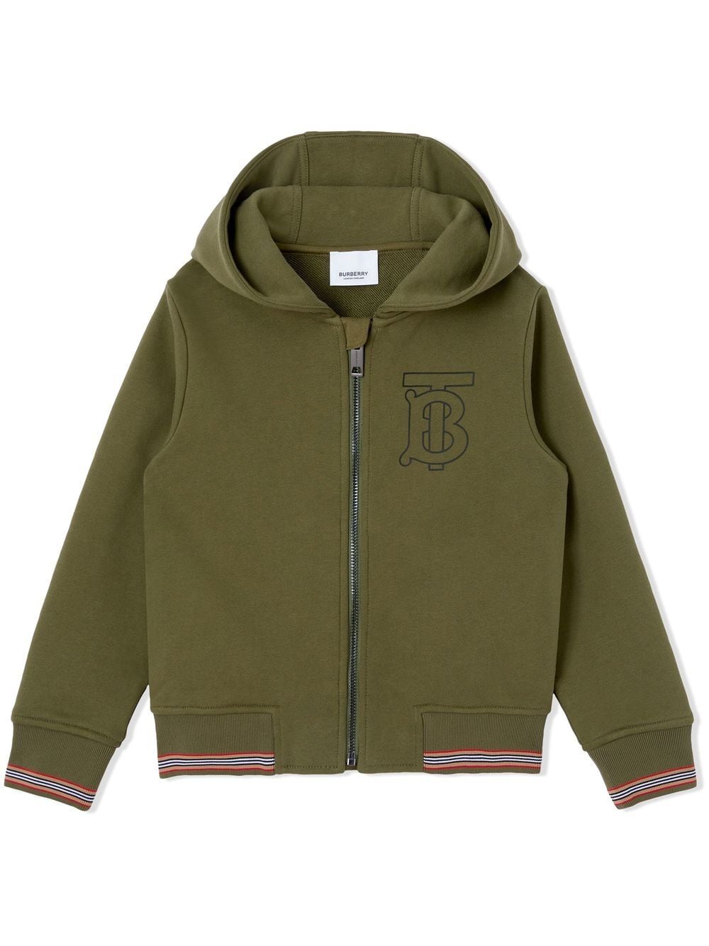 Burberry Kids monogram-motif zip-fastening hoodie - Green von Burberry Kids