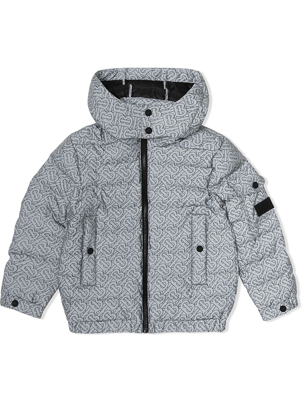 Burberry Kids monogram print hooded puffer jacket - Black von Burberry Kids