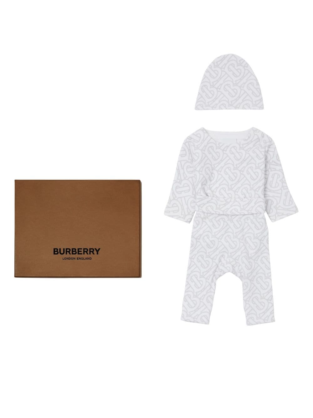 Burberry Kids monogram-print three-piece gift set - White von Burberry Kids
