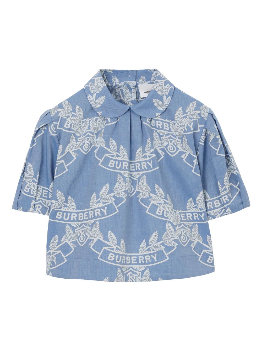 Burberry Kids motif-print cotton chambray blouse - Blue von Burberry Kids