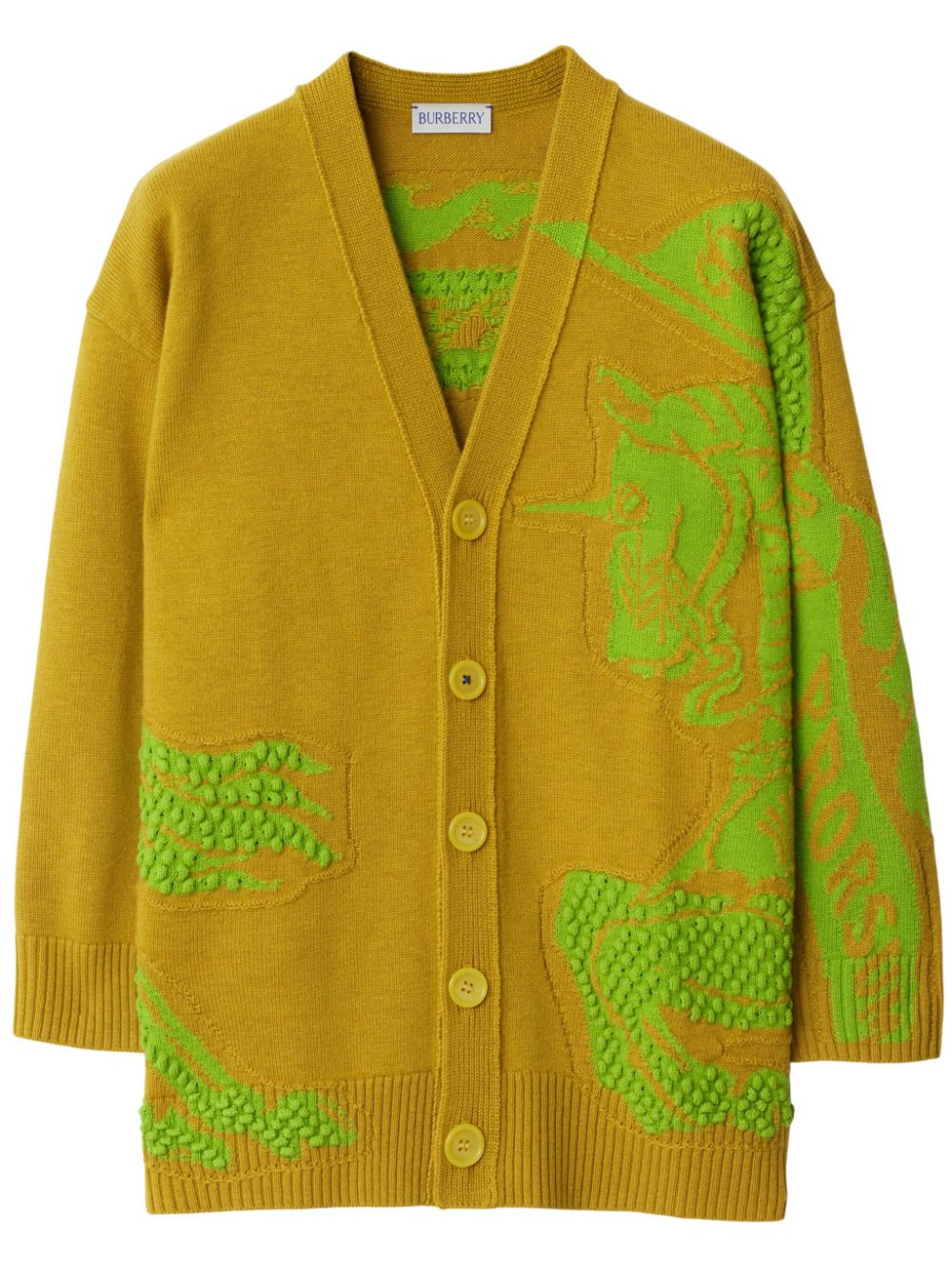 Burberry Kids patterned intarsia-knit V-neck cardigan - Green von Burberry Kids