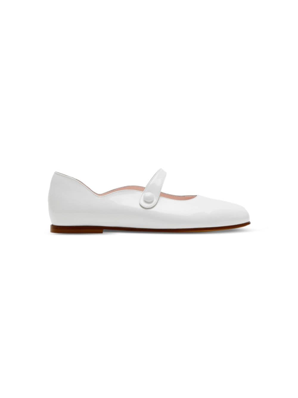 Burberry Kids press-stud leather ballerina shoes - White von Burberry Kids