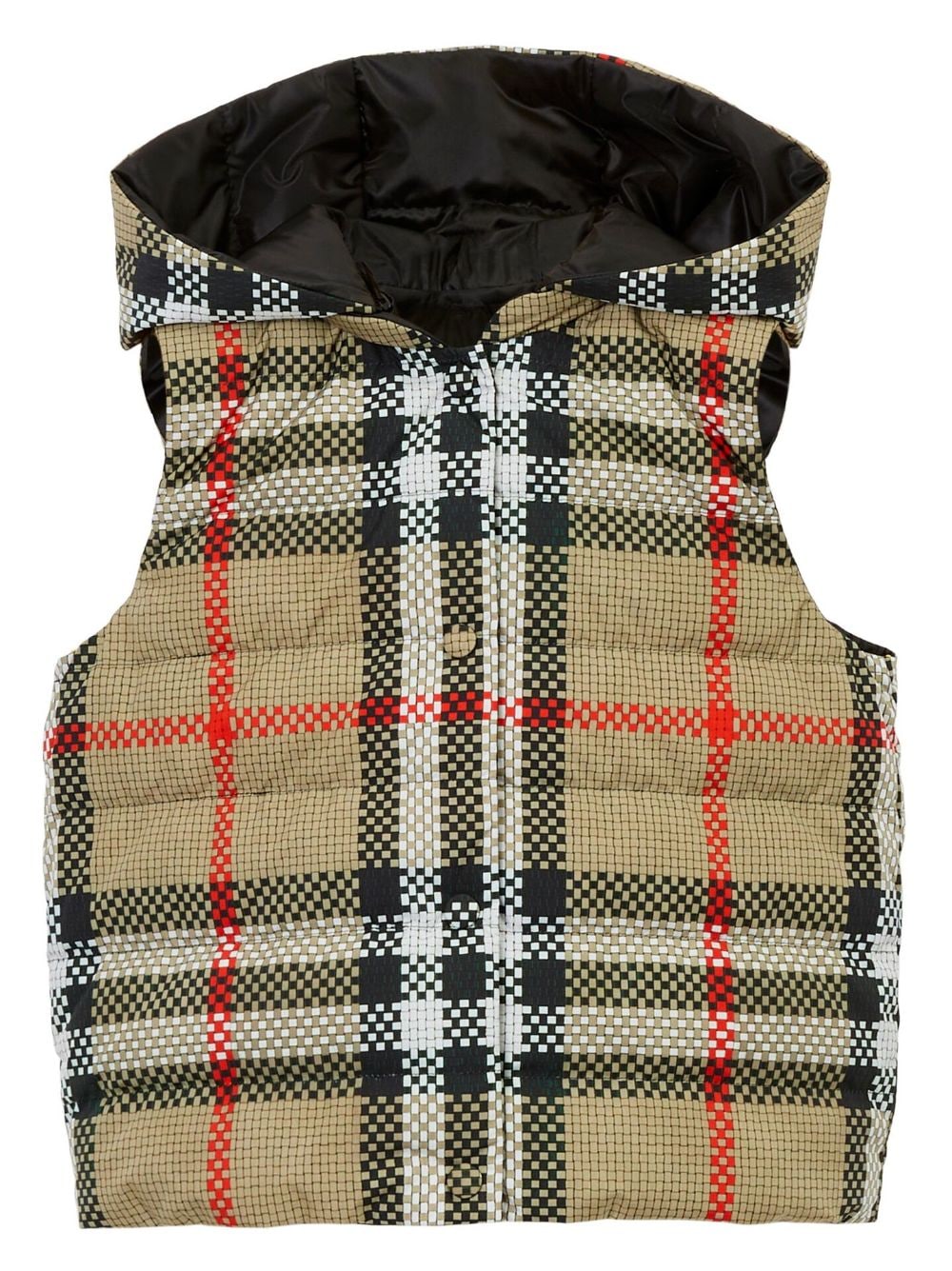 Burberry Kids reversible check hooded puffer gilet - Black von Burberry Kids