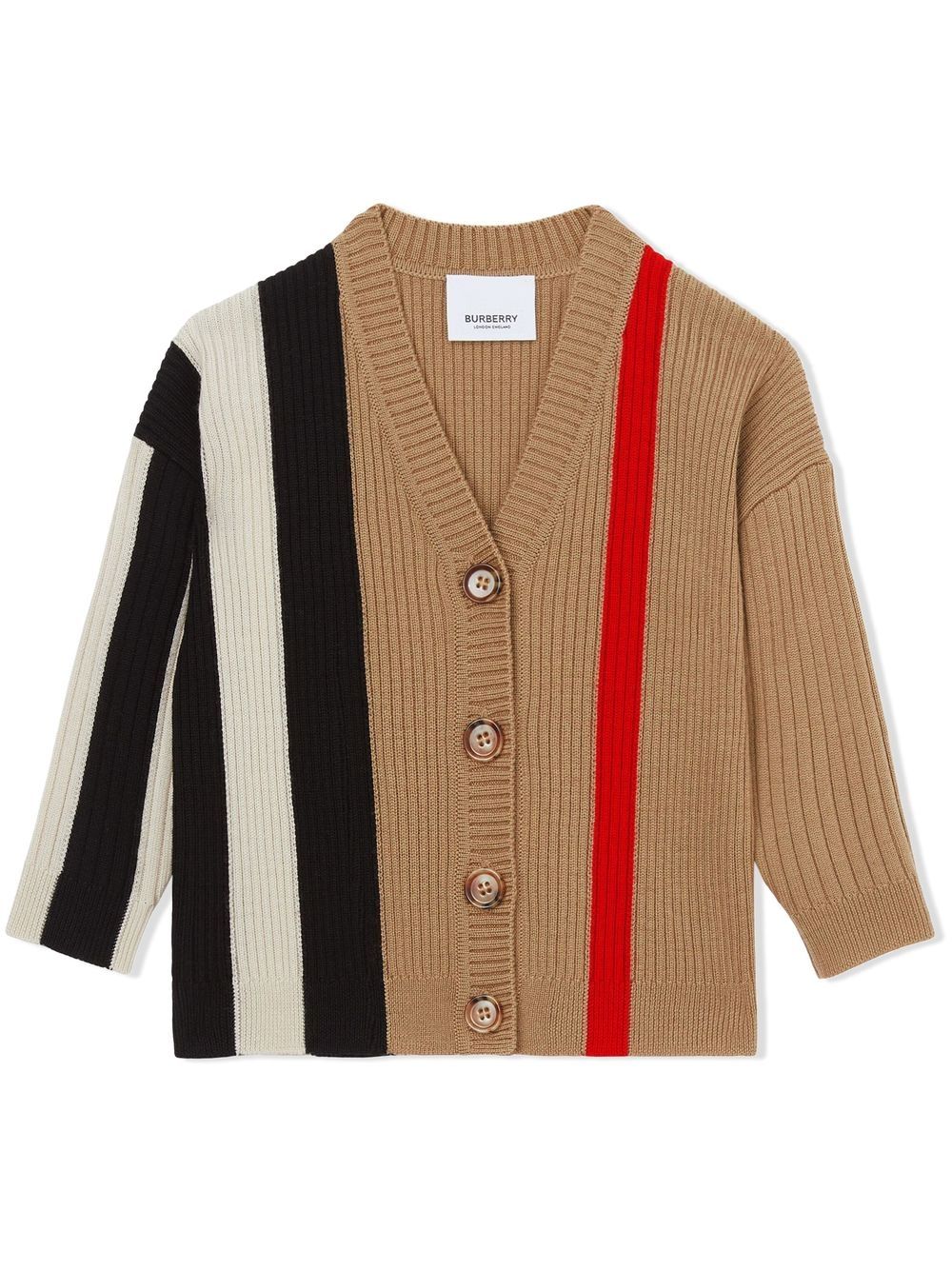 Burberry Kids striped V-neck cardigan - Brown von Burberry Kids