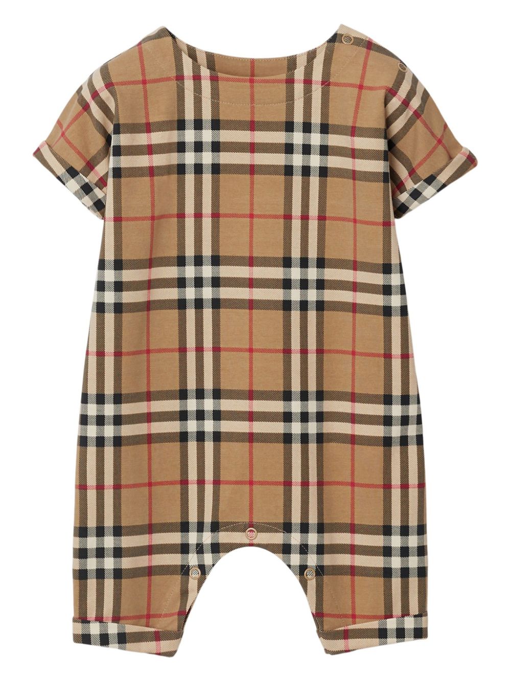 Burberry Kids vintage-check cotton playsuit - Neutrals von Burberry Kids