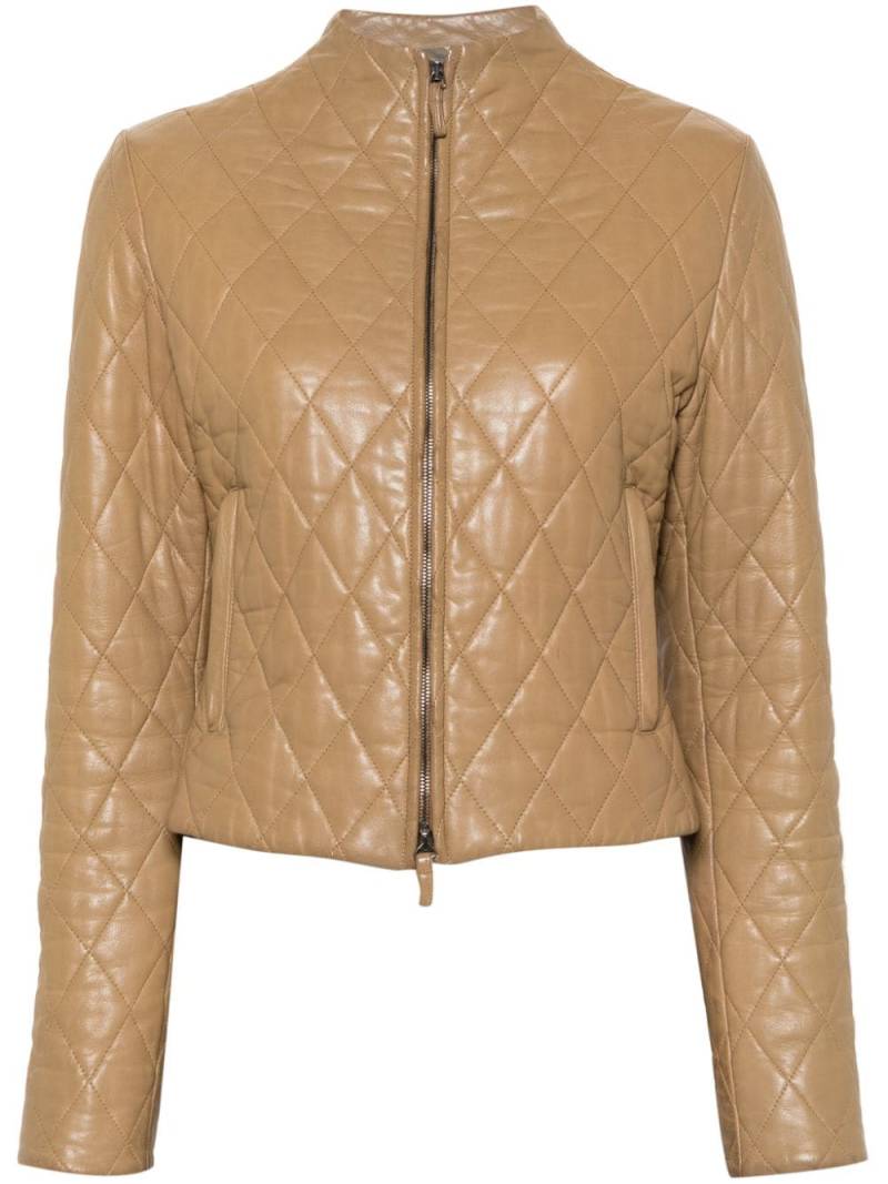Burberry Pre-Owned 2000s diamond-quilted leather jacket - Brown von Burberry Pre-Owned