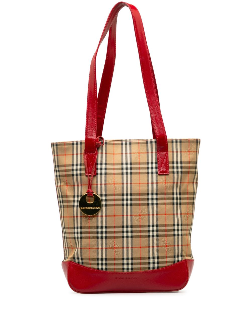 Burberry Pre-Owned Haymarket Check logo charm tote bag - Brown von Burberry Pre-Owned