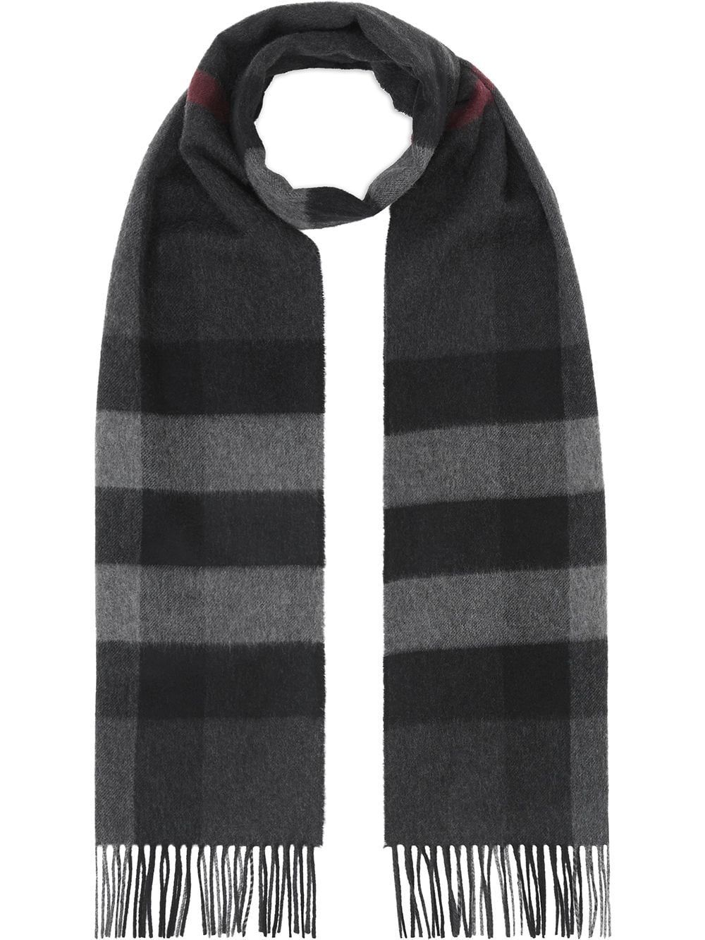 Burberry plaid-check fringed cashmere scarf - Grey von Burberry