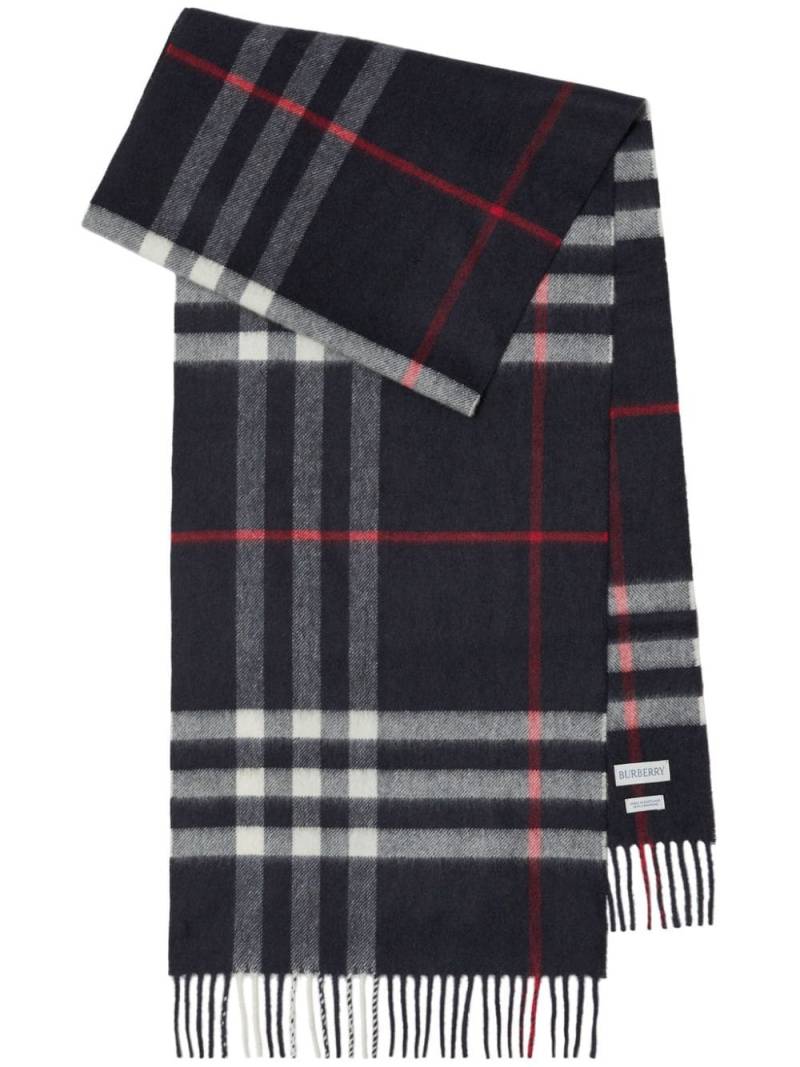 Burberry Check fringed cashmere scarf - Blue von Burberry