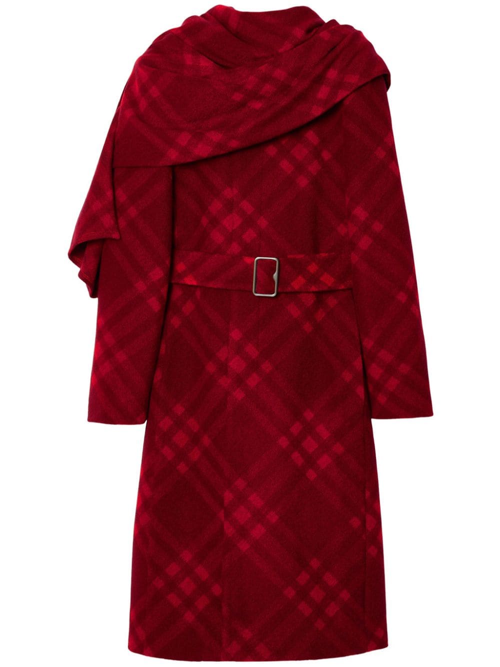 Burberry Check draped scarf-detail coat - Red von Burberry