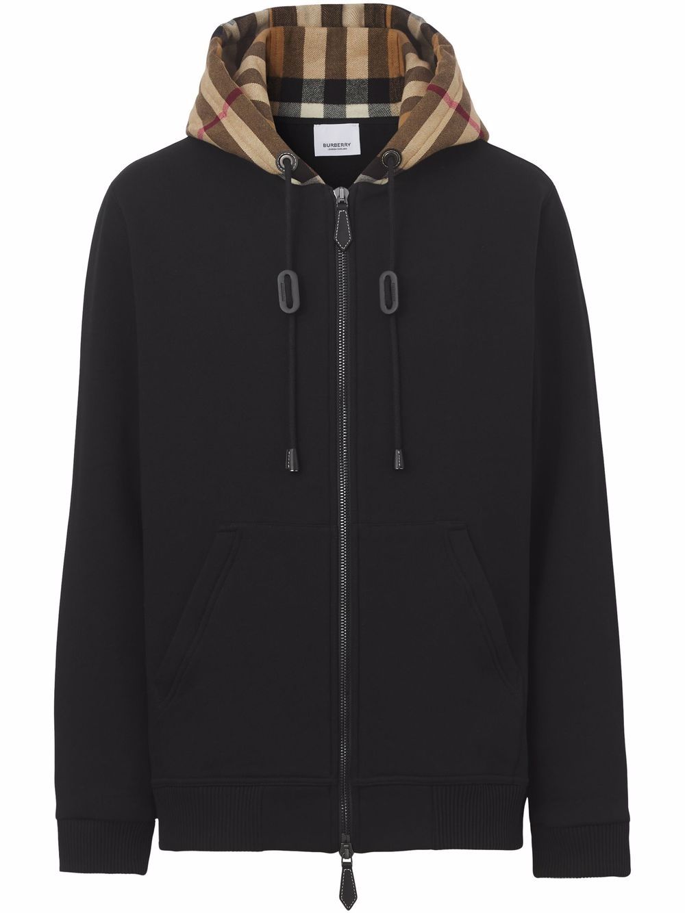 Burberry check-hood panelled hoodie - Black von Burberry