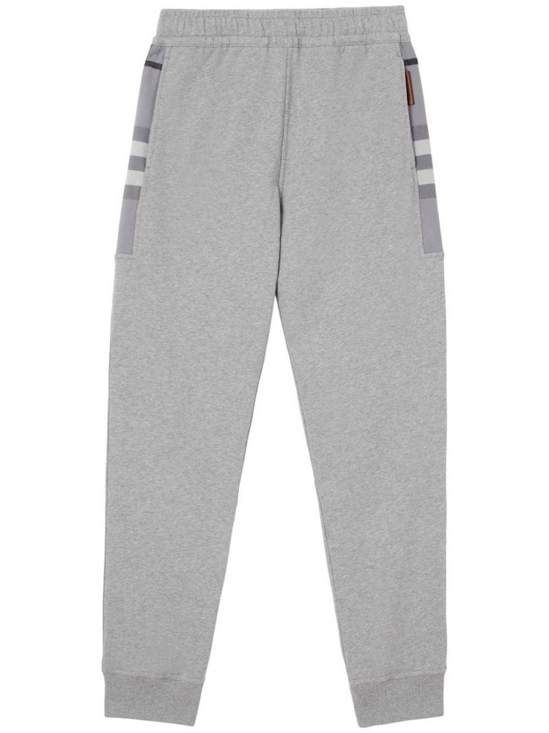 Burberry Check Panel Cotton Jogging Pants - Grey von Burberry