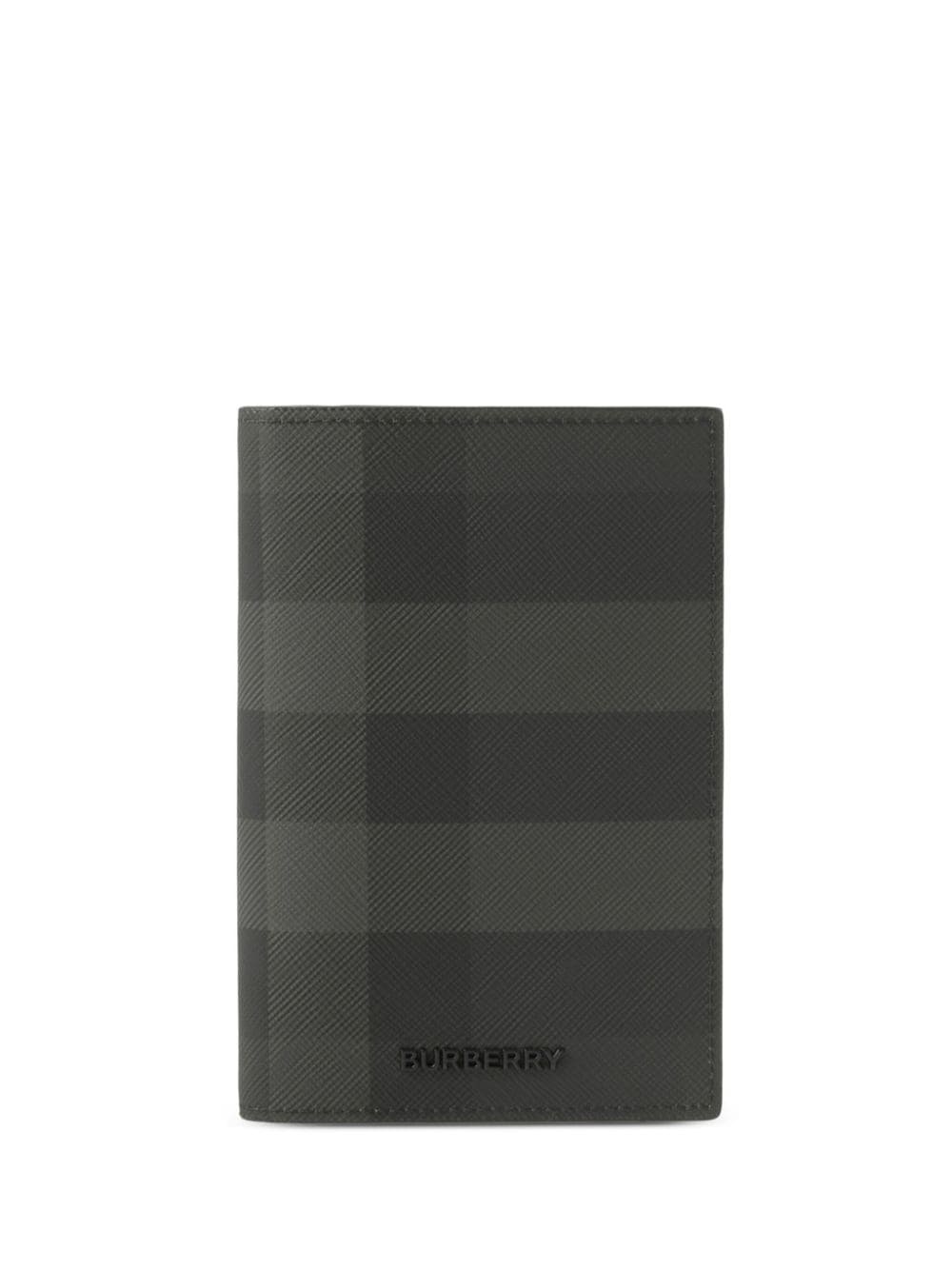 Burberry Check-pattern leather passport holder - Grey von Burberry