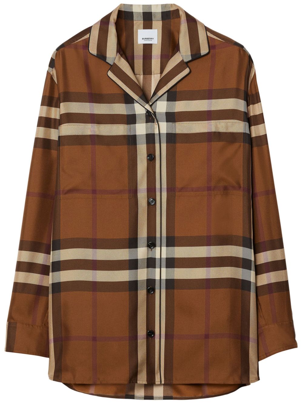 Burberry Check silk shirt - Brown von Burberry