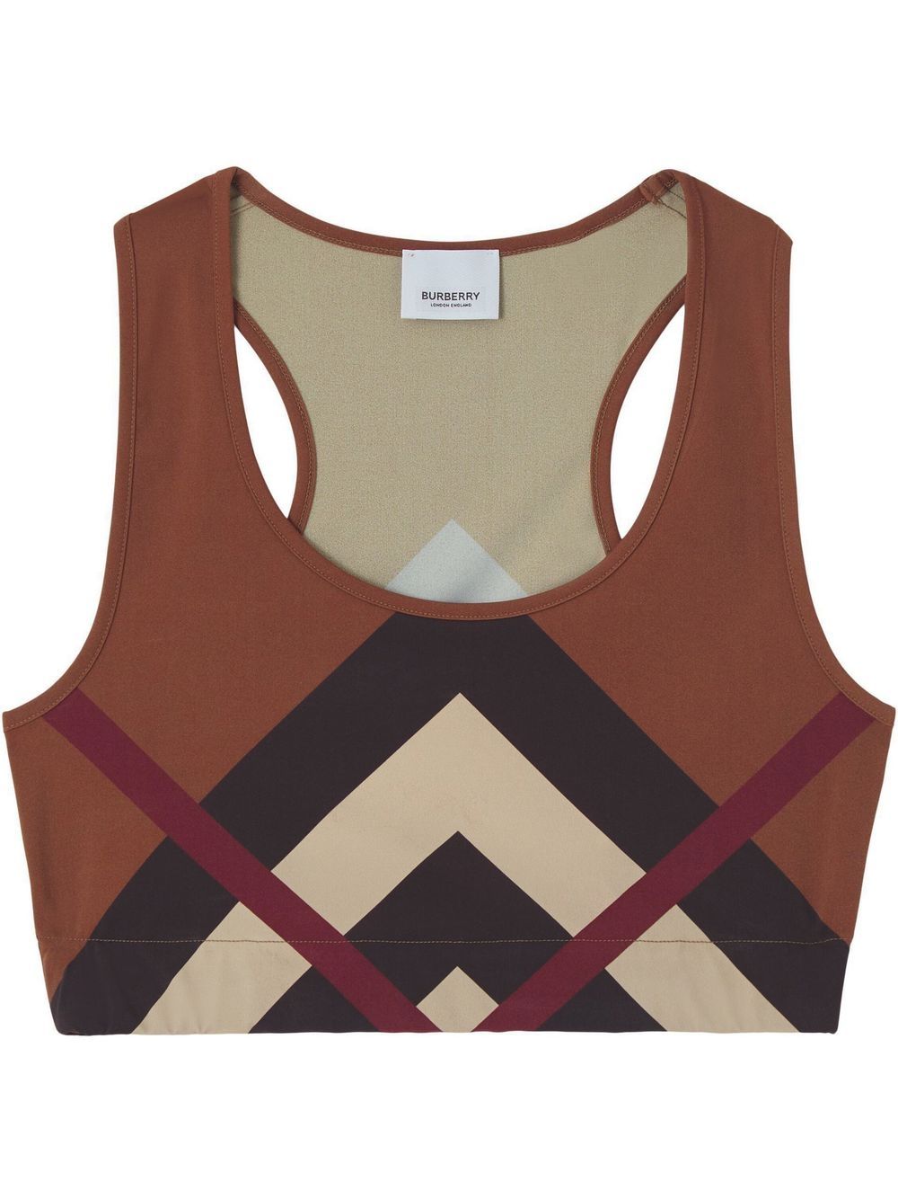 Burberry Chevron Check-print cropped vest top - Brown von Burberry