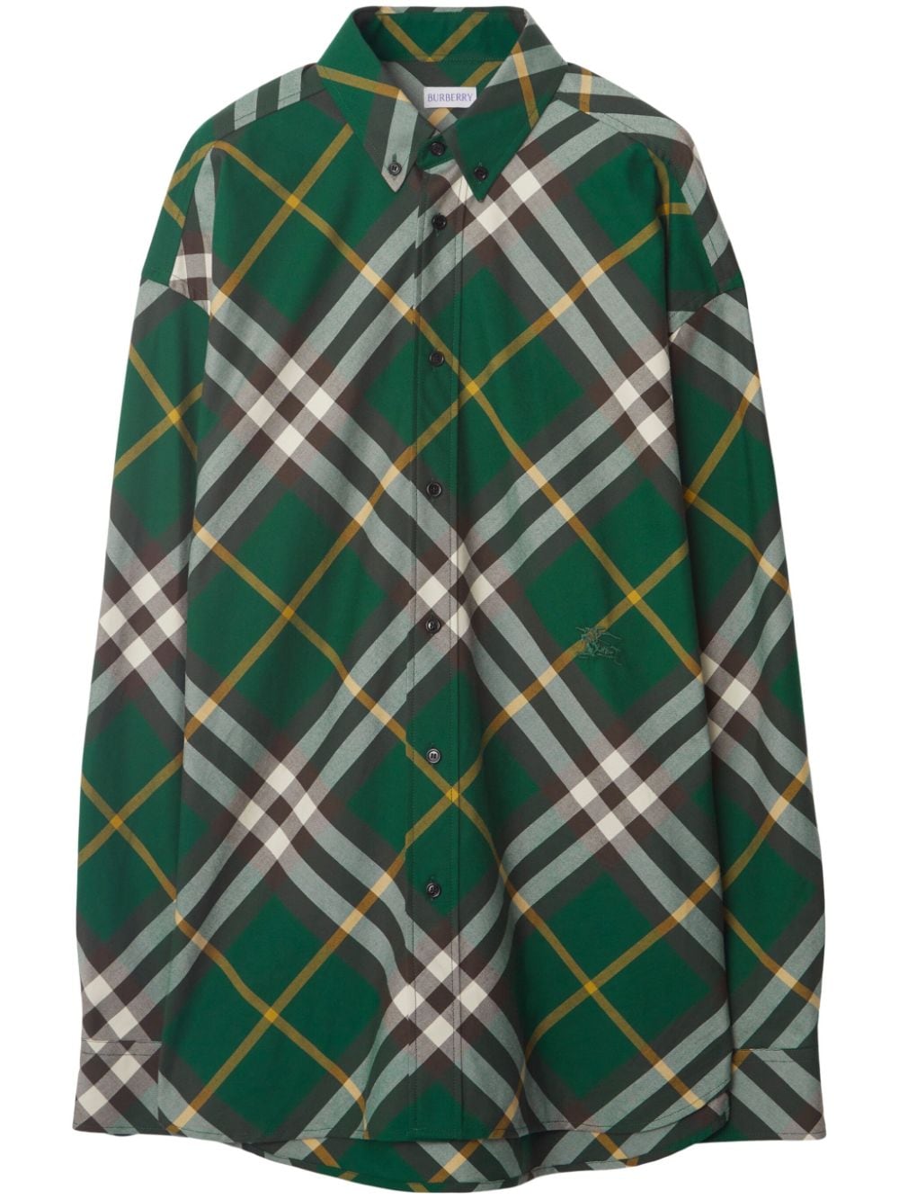 Burberry EKD-embroidered checkered cotton shirt - Green von Burberry