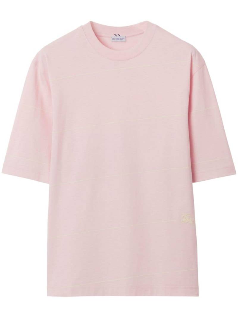 Burberry Equestrian Knight-embroidered striped T-shirt - Pink von Burberry