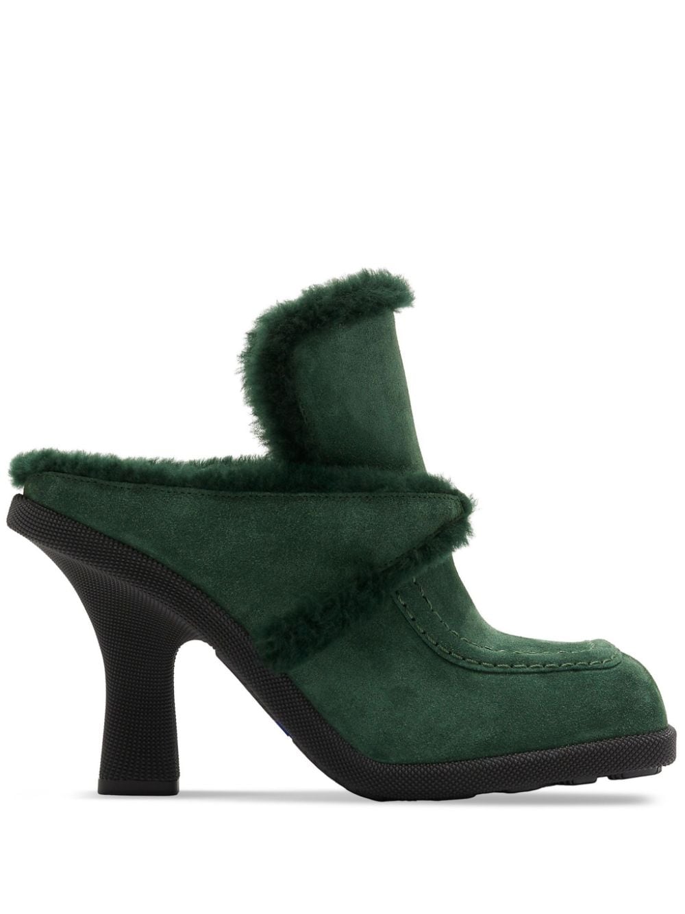 Burberry Highland shearling-trim suede mules - Green von Burberry