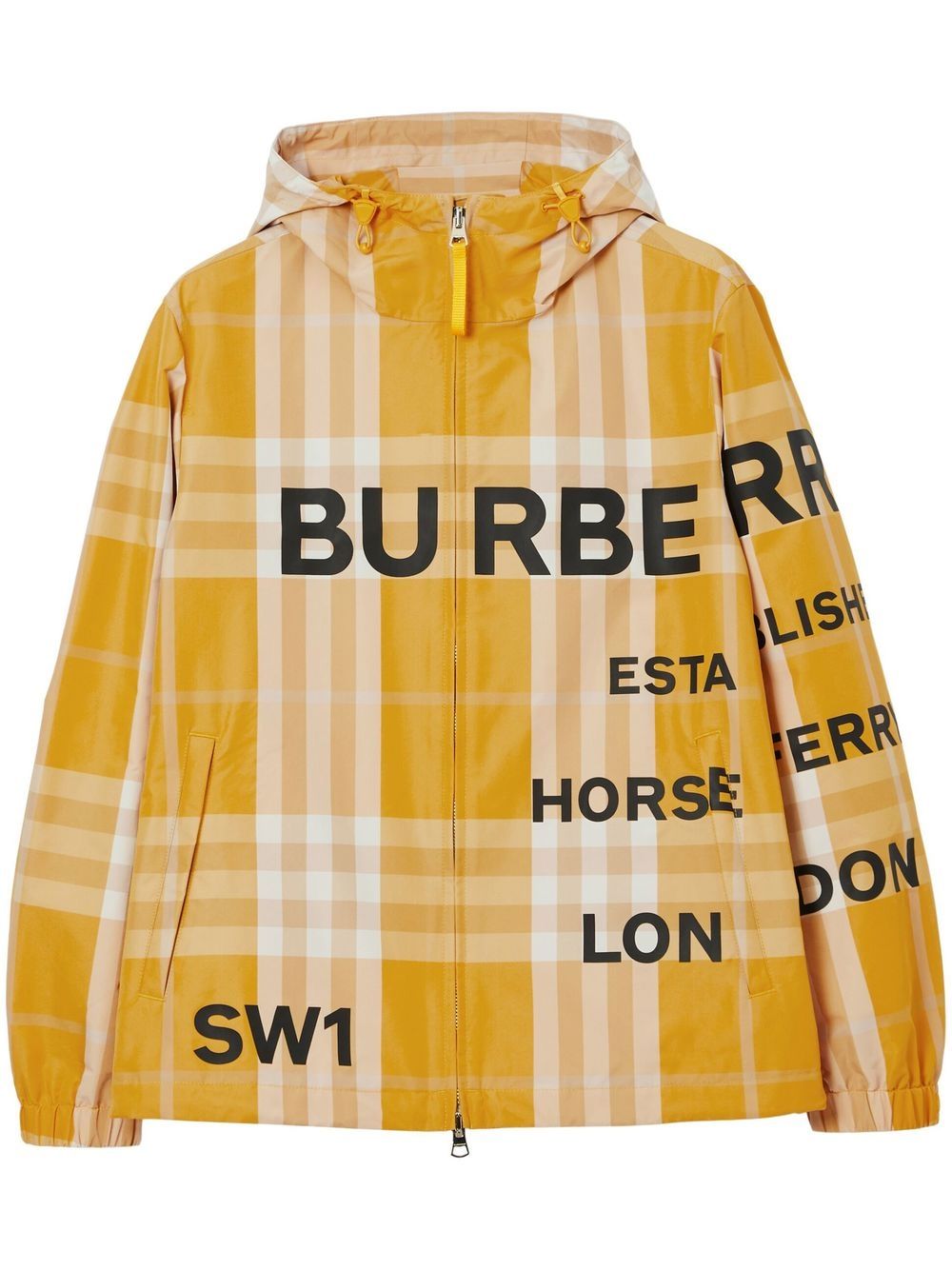 Burberry Horseferry-print checked hooded jacket - Yellow von Burberry
