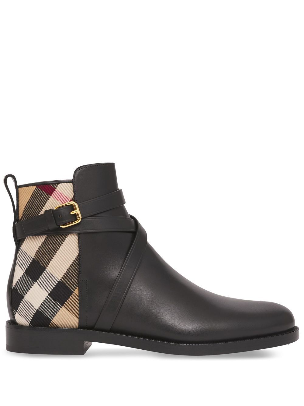 Burberry House Check leather ankle boots - Black von Burberry
