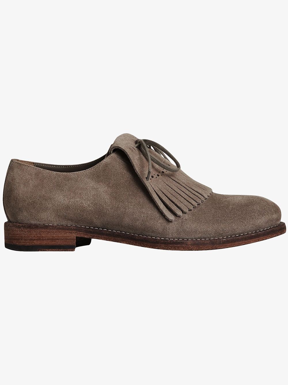 Burberry Lace-up Kiltie Fringe Suede Loafers - Grey von Burberry