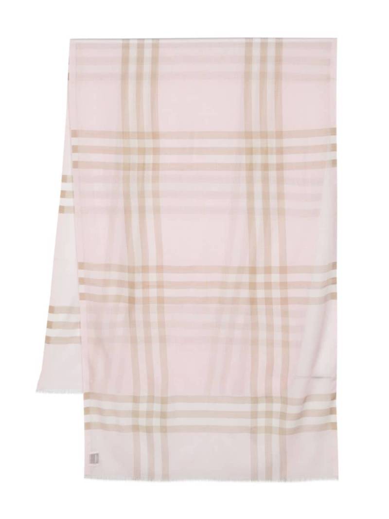 Burberry Lightweight Check Wool Silk Scarf - Pink von Burberry