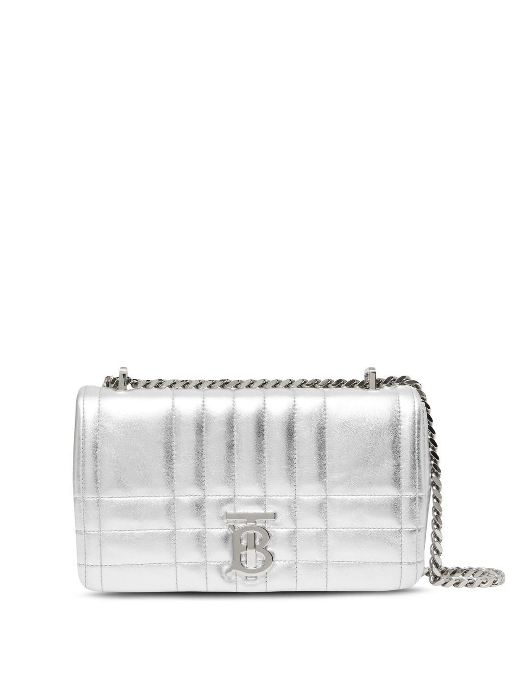 Burberry Small Lola quilted metallic leather bag - Silver von Burberry