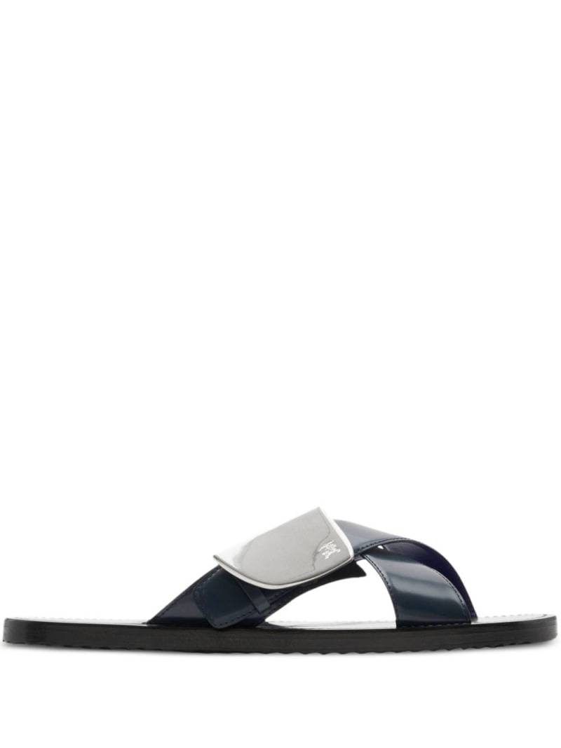 Burberry Stripe Shield EKD leather sandals - Blue von Burberry