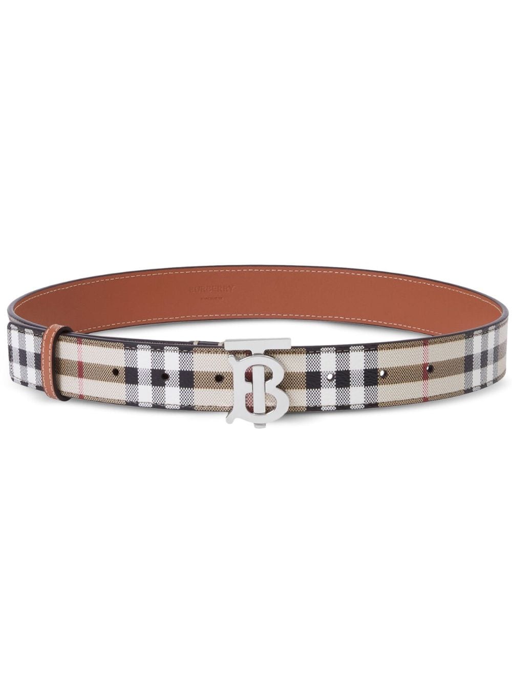 Burberry TB check-print leather belt - Neutrals von Burberry