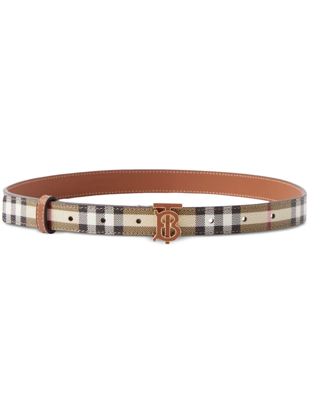 Burberry TB monogram-plaque checked belt - Neutrals von Burberry